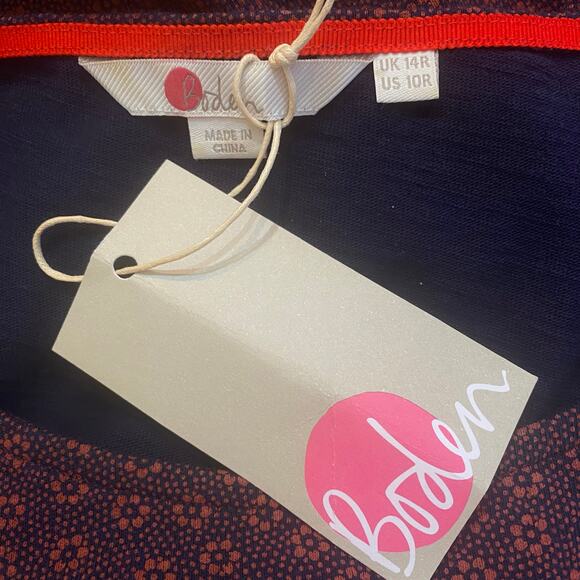 NWT BODEN Phoebe Floral Jersey Dress US 10R Short Sleeves Side Pockets Navy Wine - Picture 4 of 8